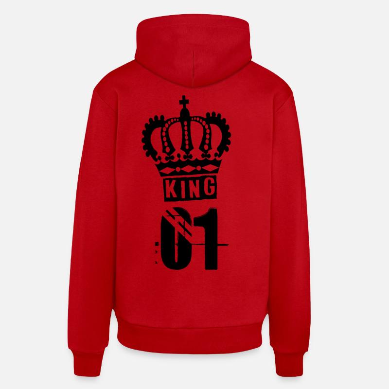 KING - Sweat à capuche bio décontracté fabriqué en UE - rouge
