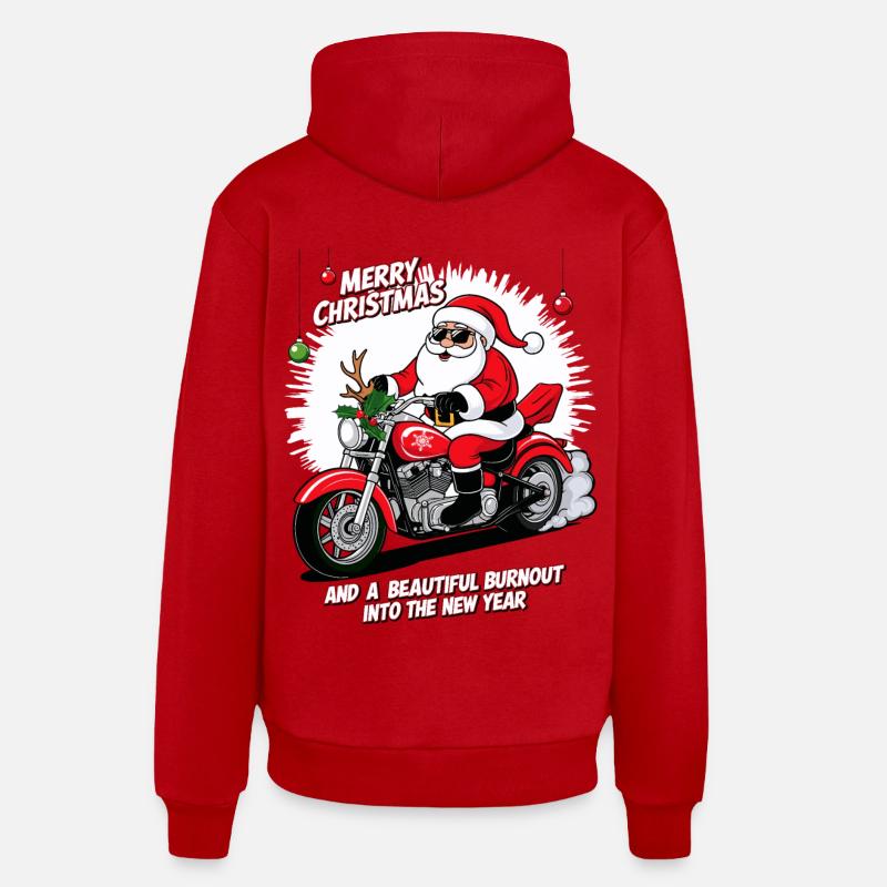 Père Noël à bascule - Sweat à capuche bio décontracté fabriqué en UE - rouge