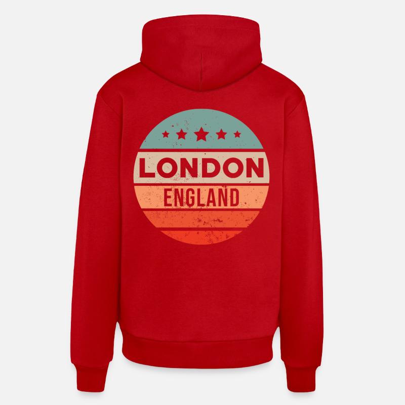 Londres - Sweat à capuche bio décontracté fabriqué en UE - rouge