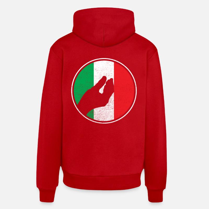 Main Italie - Sweat à capuche bio décontracté fabriqué en UE - rouge