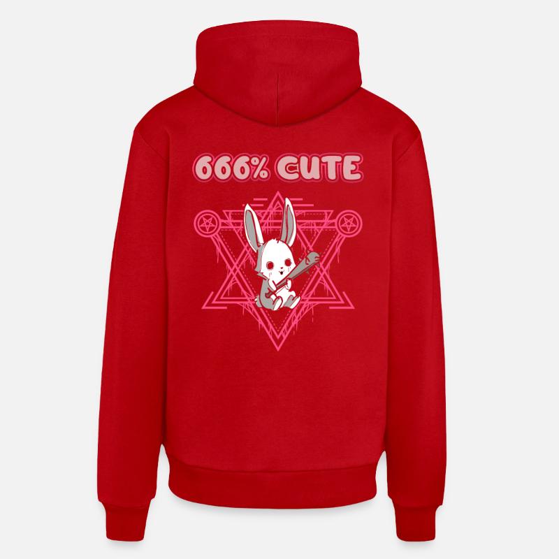 666% Mignon kawaii Satanic Goth - Sweat à capuche bio décontracté fabriqué en UE - rouge