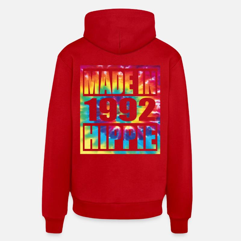 Anniversaire hippie 1992 - Sweat à capuche bio décontracté fabriqué en UE - rouge