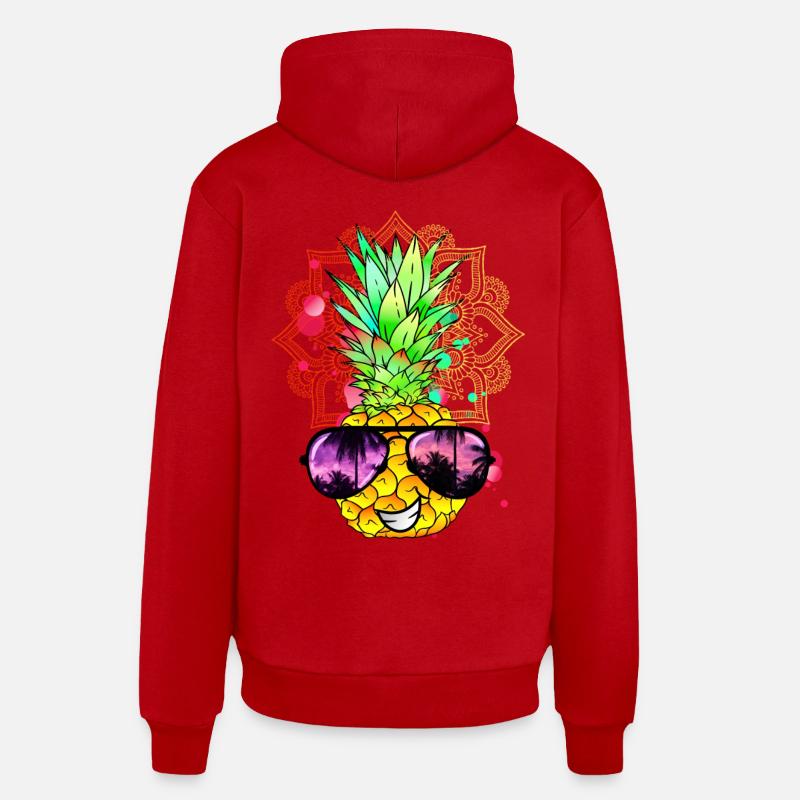 Mandala à l’ananas - Sweat à capuche bio décontracté fabriqué en UE - rouge