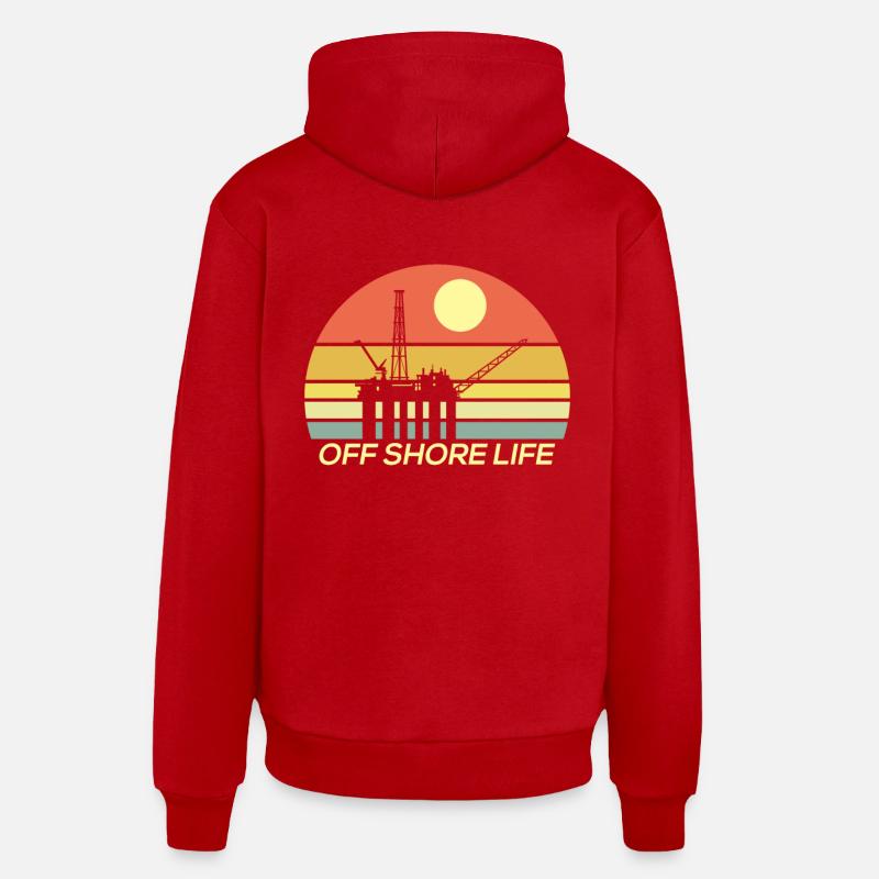 Vie offshore - Sweat à capuche bio décontracté fabriqué en UE - rouge