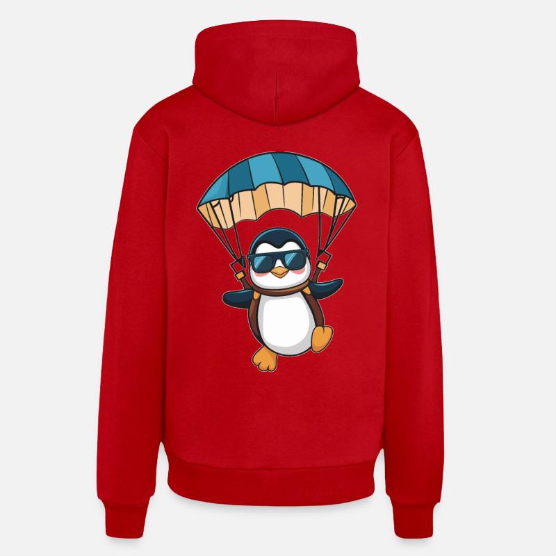 Pingouin cool avec parachute - Sweat à capuche bio décontracté fabriqué en UE - rouge