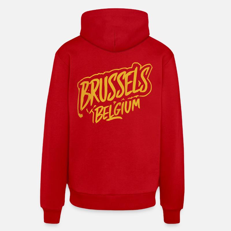 Varsovie, Pologne, souvenir - Sweat à capuche bio décontracté fabriqué en UE - rouge