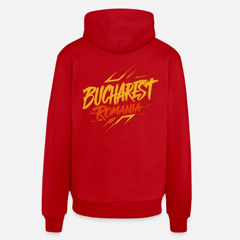 Varsovie, Pologne, souvenir - Sweat à capuche bio décontracté fabriqué en UE - rouge