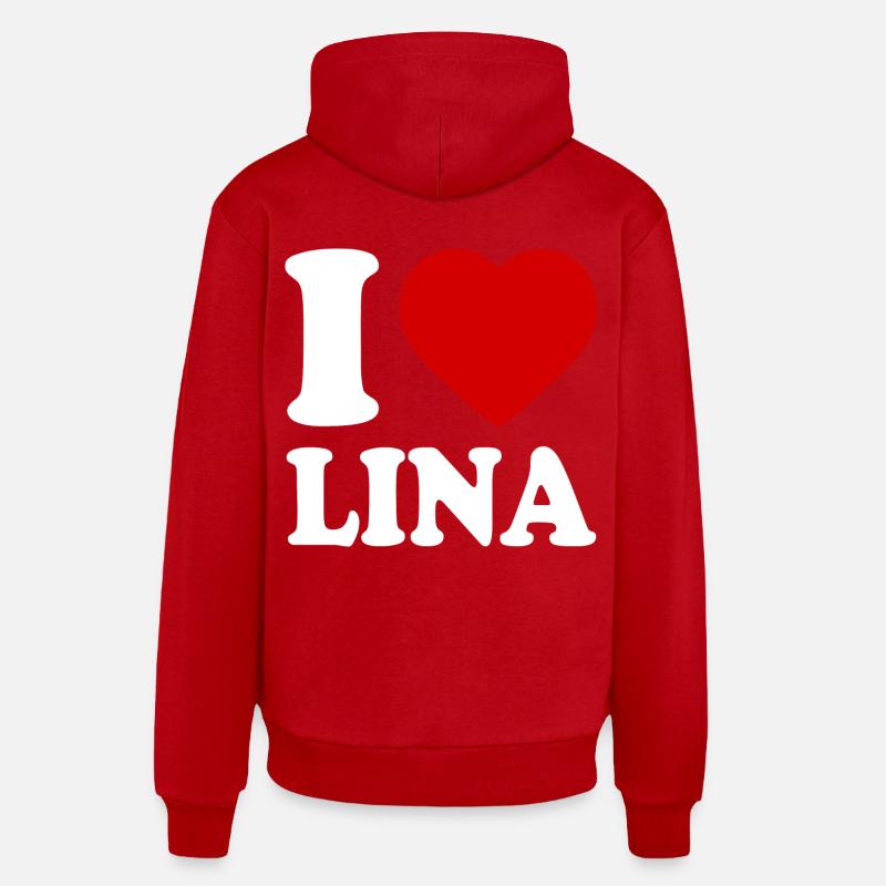 I love lina - Sweat à capuche bio décontracté fabriqué en UE - rouge