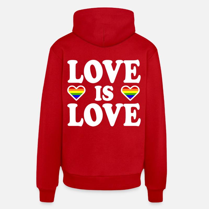 Love is love - Sweat à capuche bio décontracté fabriqué en UE - rouge