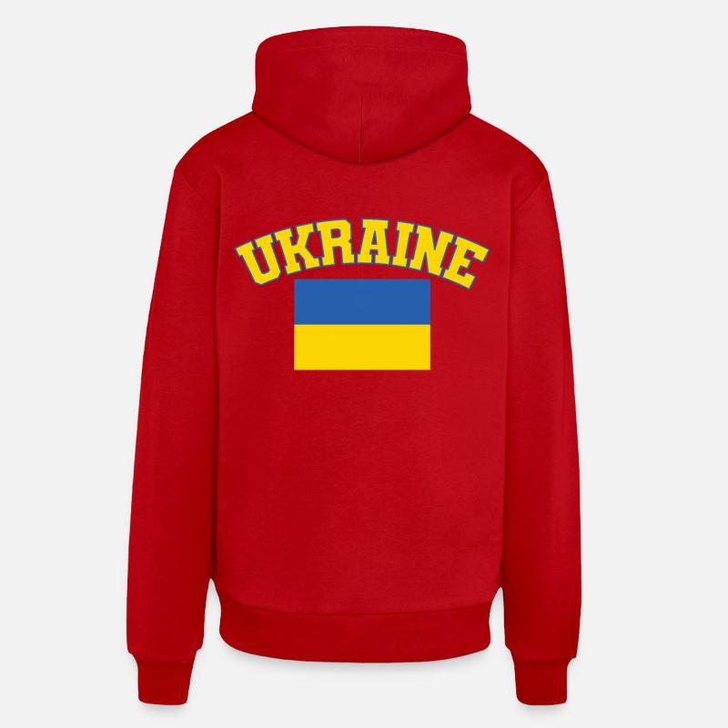 Drapeau de l’Ukraine, Ukraine - Sweat à capuche bio décontracté fabriqué en UE - rouge