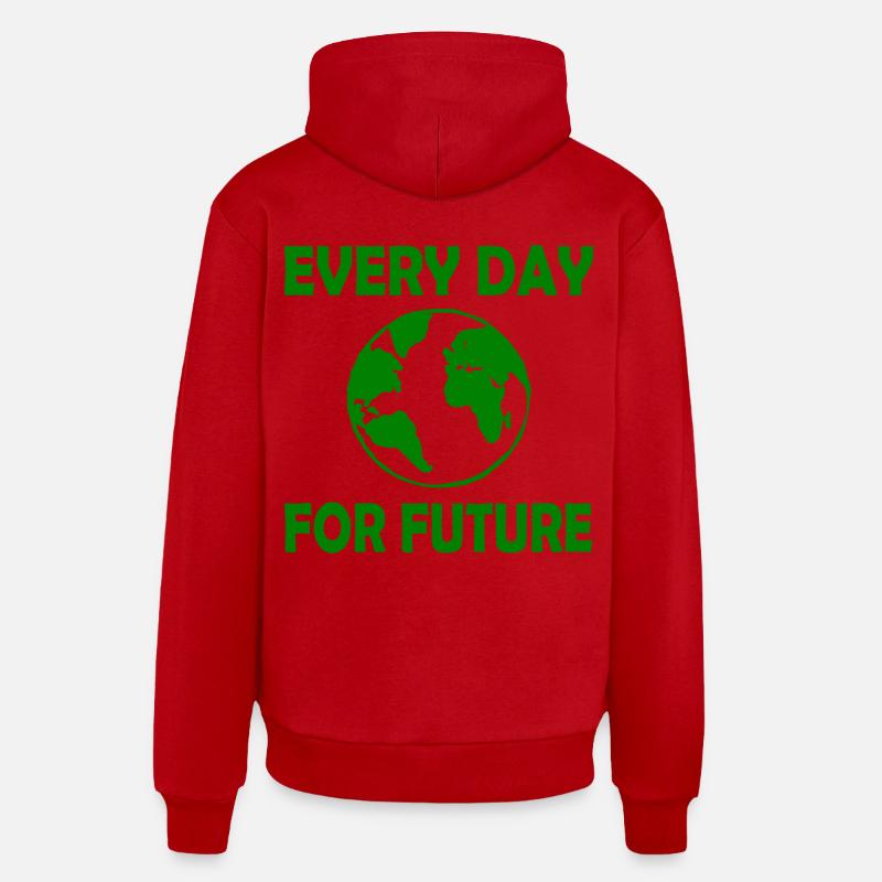 Every day for future - Sweat à capuche bio décontracté fabriqué en UE - rouge