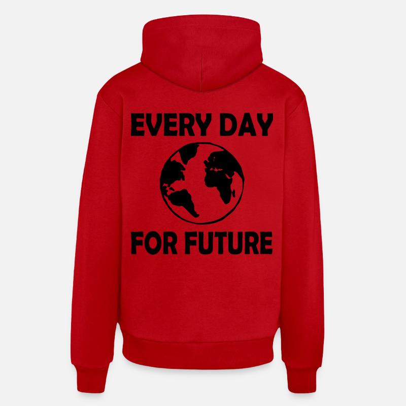 Every day for future - Sweat à capuche bio décontracté fabriqué en UE - rouge