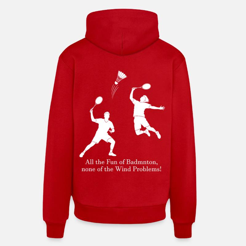 Badminton sans vent - Sweat à capuche bio décontracté fabriqué en UE - rouge