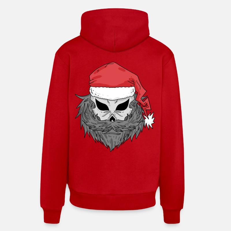 Crâne de Père Noël - Sweat à capuche bio décontracté fabriqué en UE - rouge