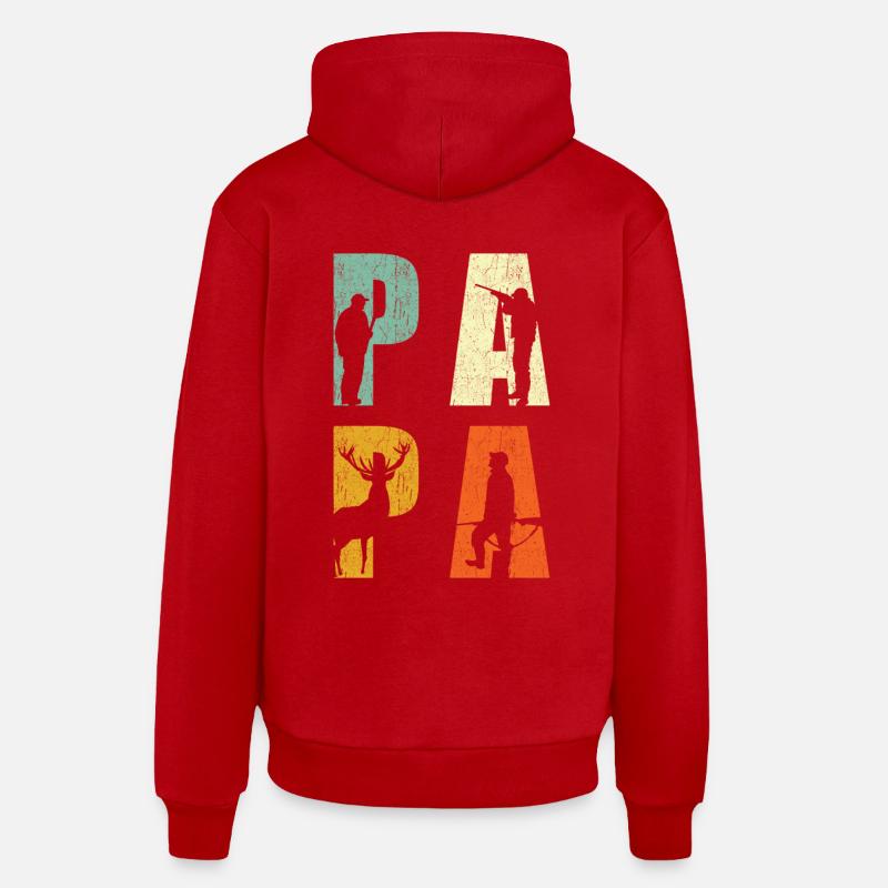 Chasseur papa chasse père cadeau - Sweat à capuche bio décontracté fabriqué en UE - rouge
