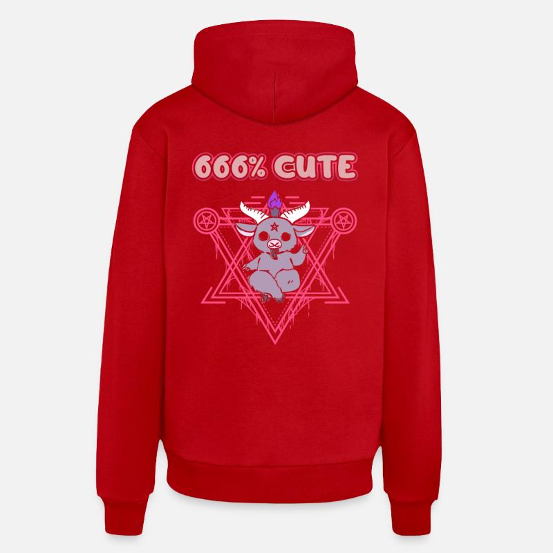 666% Mignon kawaii Satanic Goth - Sweat à capuche bio décontracté fabriqué en UE - rouge