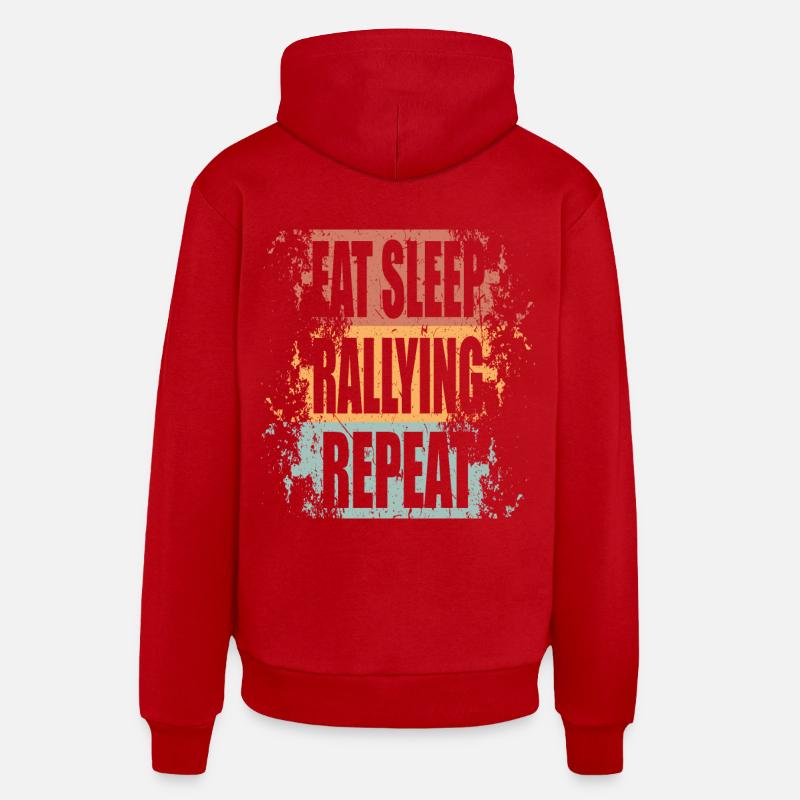 Rallye Manger Dormir Répéter - Sweat à capuche bio décontracté fabriqué en UE - rouge