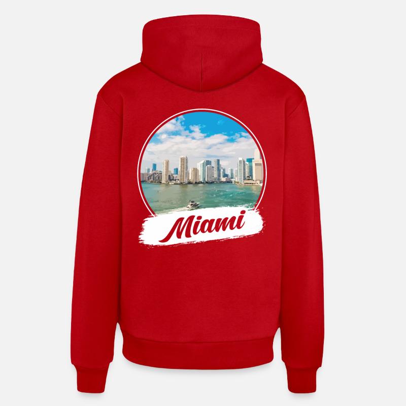 Miami Souvenir - Sweat à capuche bio décontracté fabriqué en UE - rouge