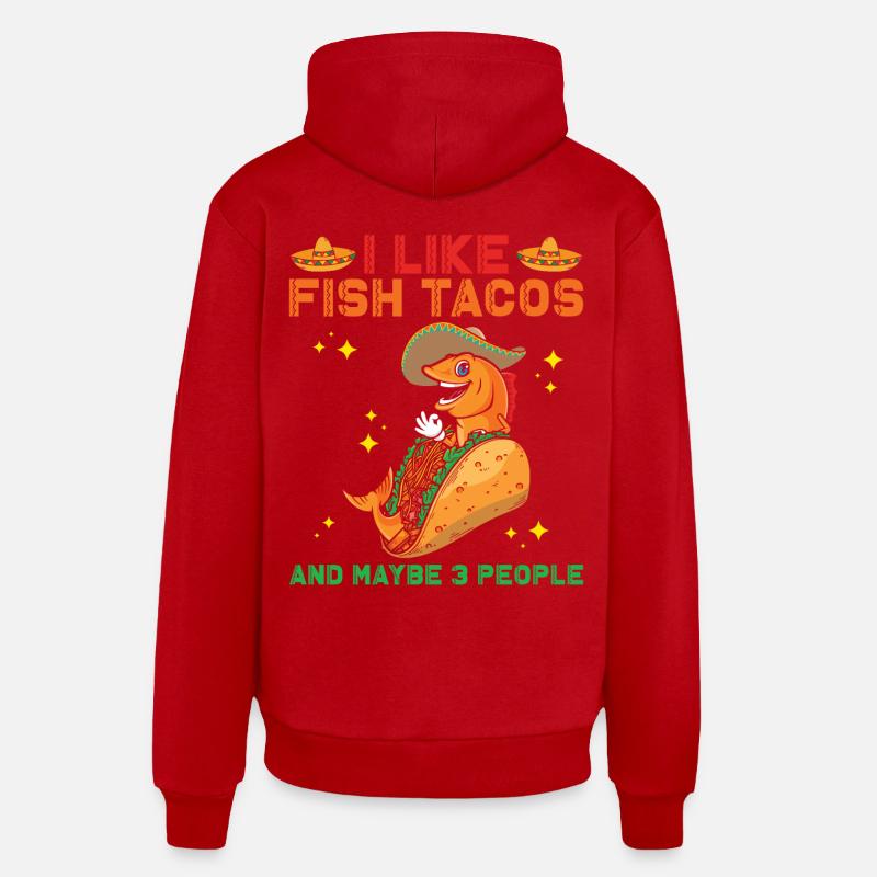 Tacos au poisson - Sweat à capuche bio décontracté fabriqué en UE - rouge