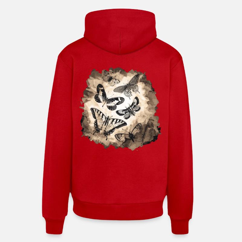 Papillons insecte cadeau - Sweat à capuche bio décontracté fabriqué en UE - rouge