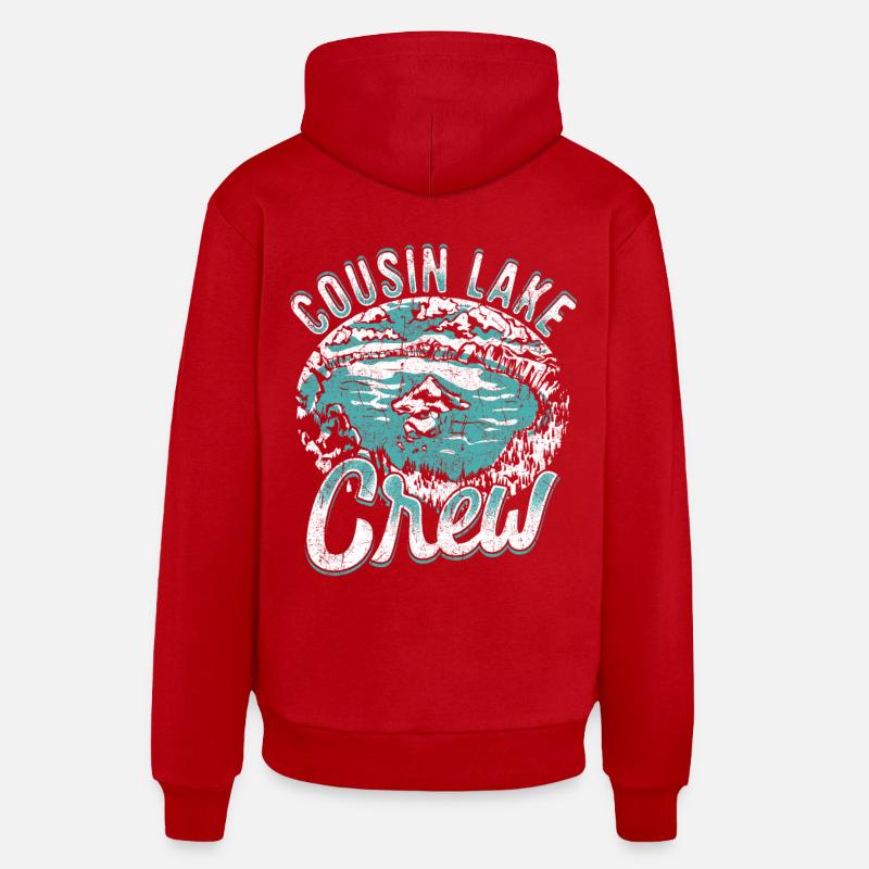 Équipage du lac Cousin - Sweat à capuche bio décontracté fabriqué en UE - rouge