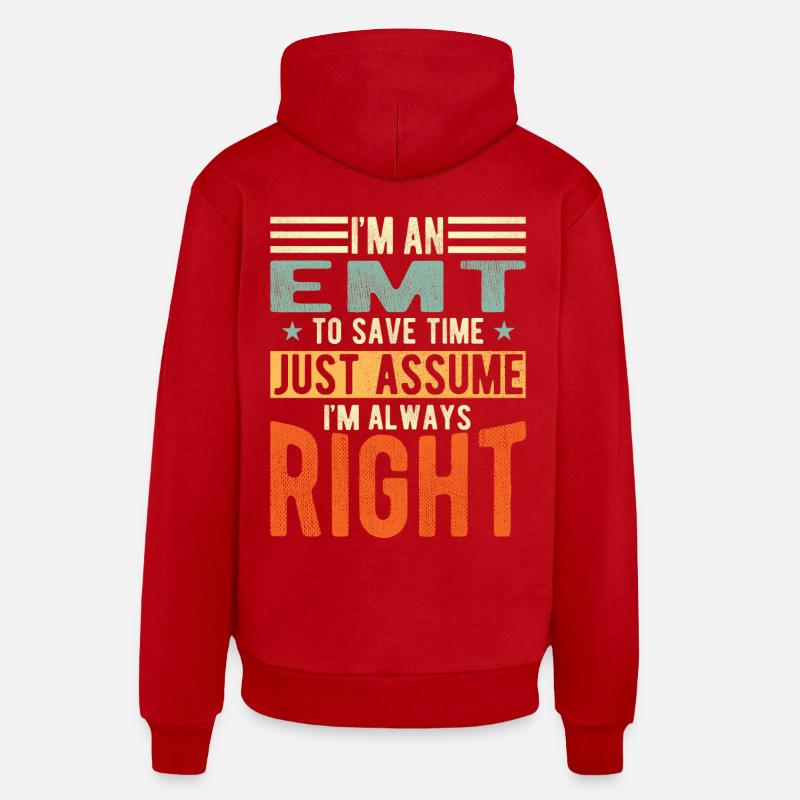 Emt - Sweat à capuche bio décontracté fabriqué en UE - rouge