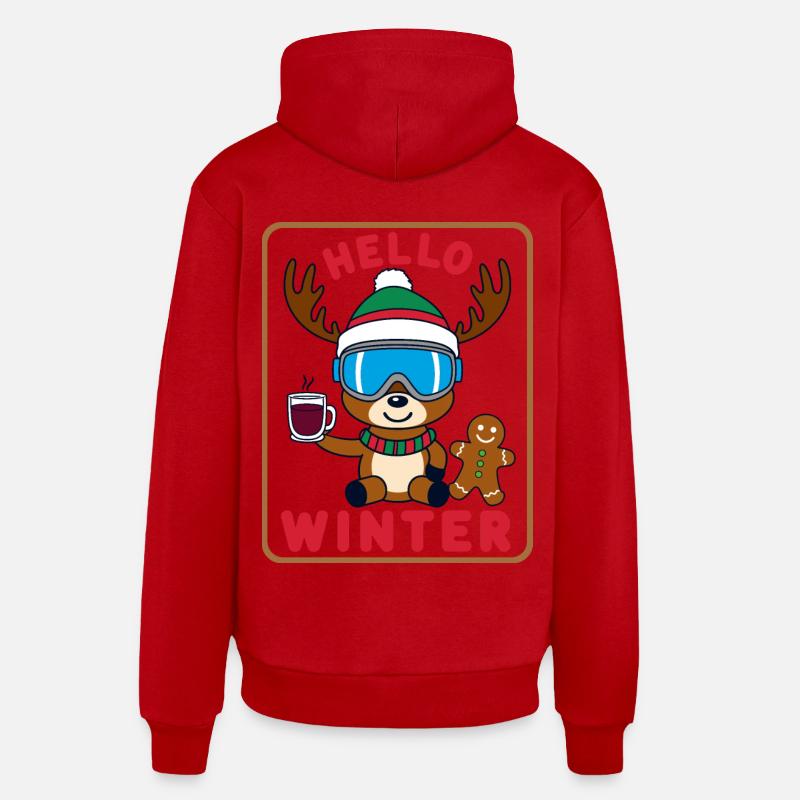 Renne mignon - Sweat à capuche bio décontracté fabriqué en UE - rouge