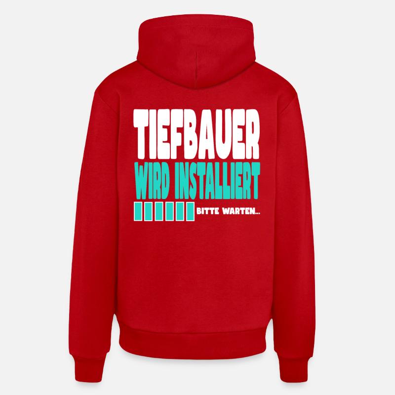 Tiefbauer wird installiert - Organic Relaxed Hoodie Made in EU - Rot