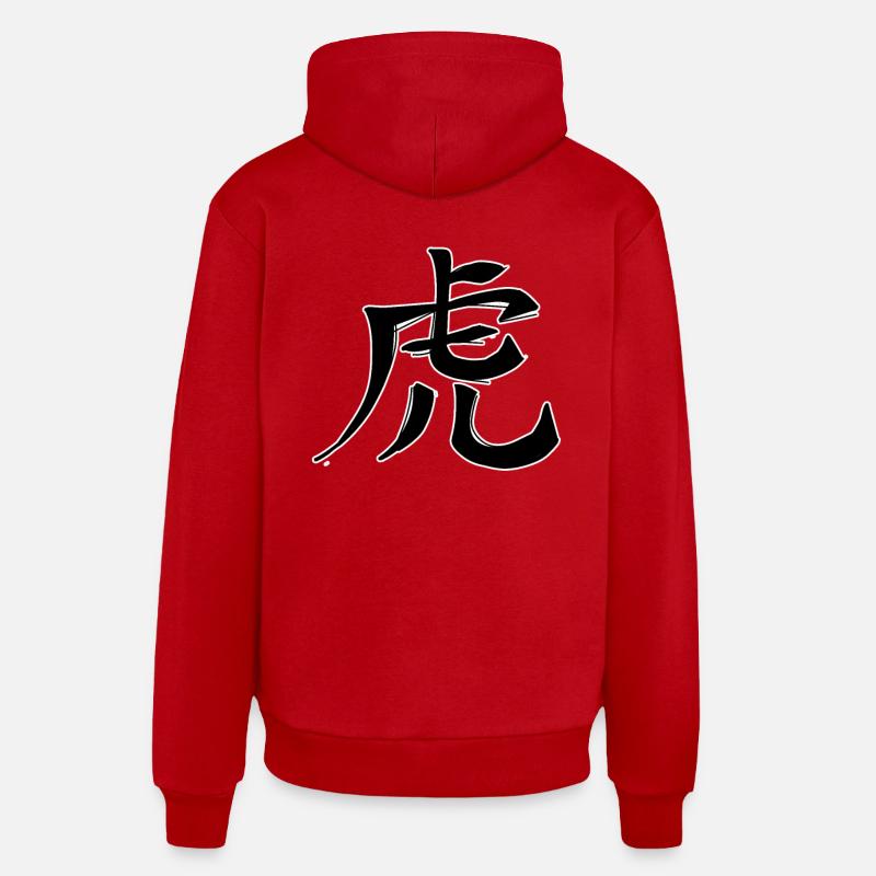 Signe du zodiaque chinois tigre - Sweat à capuche bio décontracté fabriqué en UE - rouge