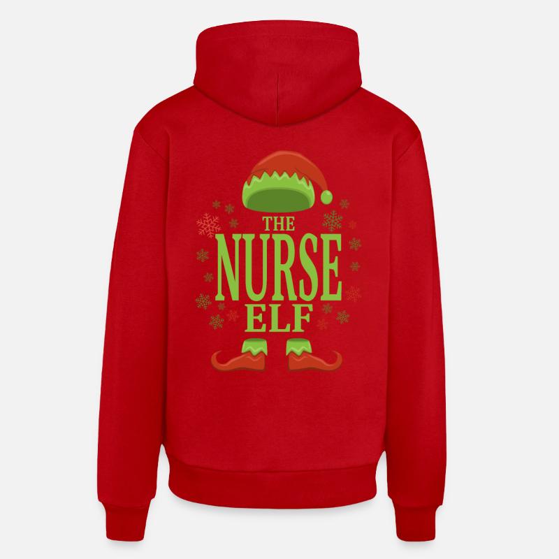 Infirmière lutine de Noël - Sweat à capuche bio décontracté fabriqué en UE - rouge