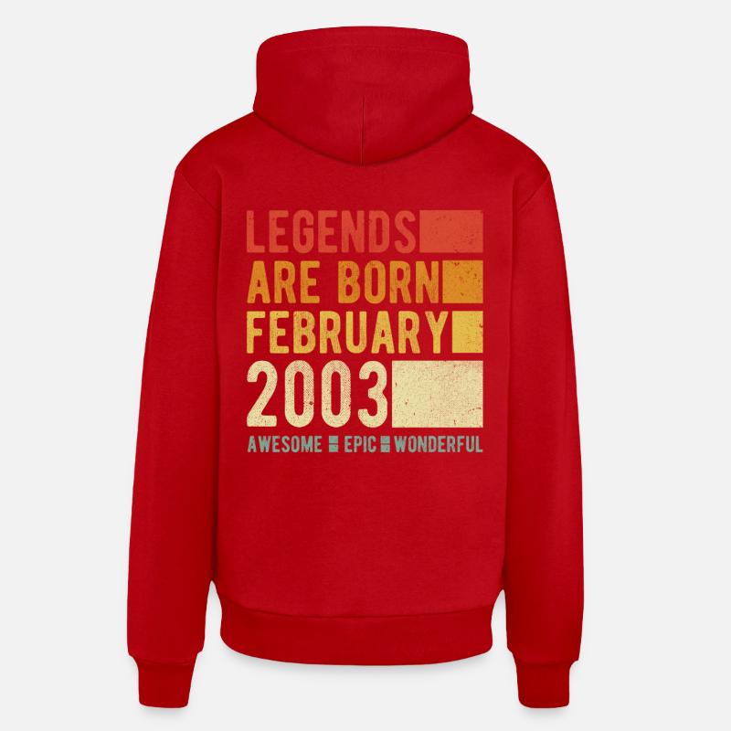 Anniversaire février 2003 - Sweat à capuche bio décontracté fabriqué en UE - rouge