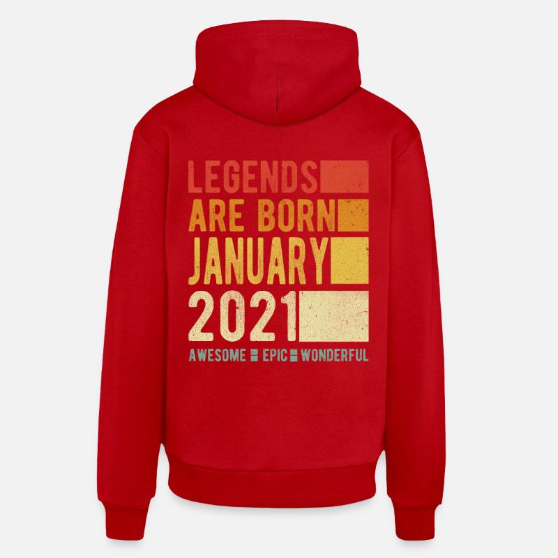 Anniversaire Janvier 2021 - Sweat à capuche bio décontracté fabriqué en UE - rouge