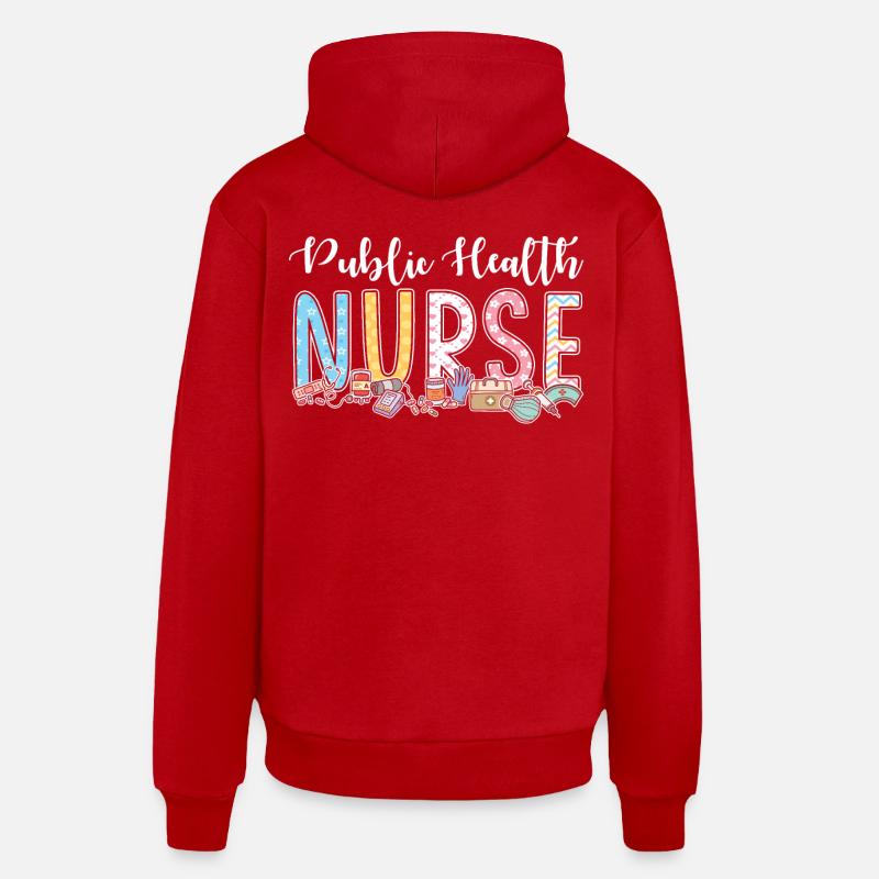 Infirmière en santé publique - Sweat à capuche bio décontracté fabriqué en UE - rouge