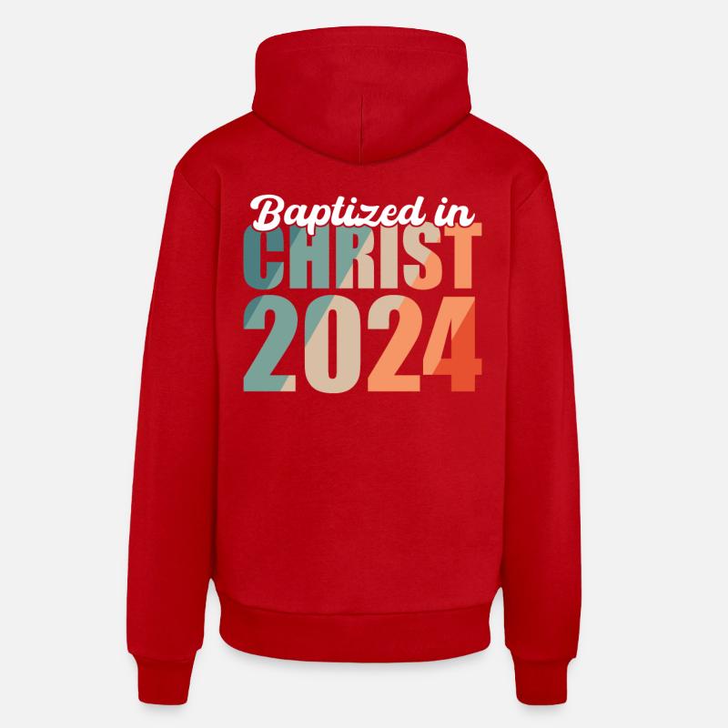 Baptisés en Christ 2024 - Sweat à capuche bio décontracté fabriqué en UE - rouge