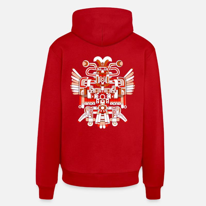 Dieu aztèque mythologie aztèque Chalchiuhtotolin - Sweat à capuche bio décontracté fabriqué en UE - rouge