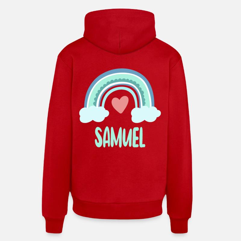 Samuel Nom Rainbow Baby - Sweat à capuche bio décontracté fabriqué en UE - rouge