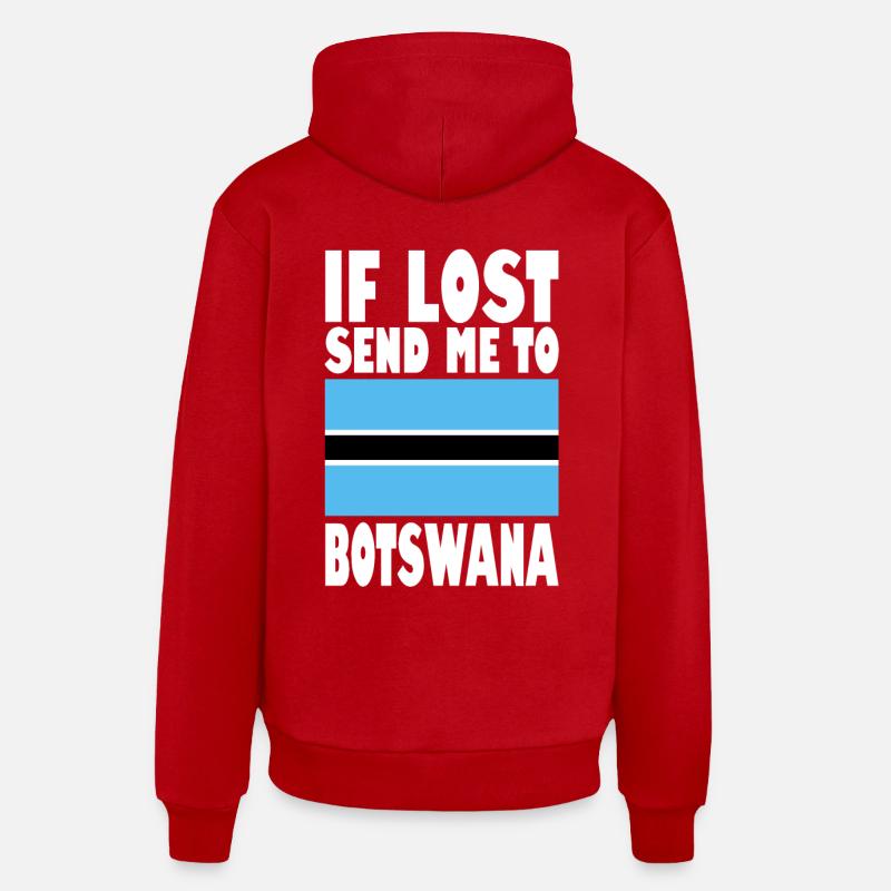 Drapeau du Botswana - Sweat à capuche bio décontracté fabriqué en UE - rouge
