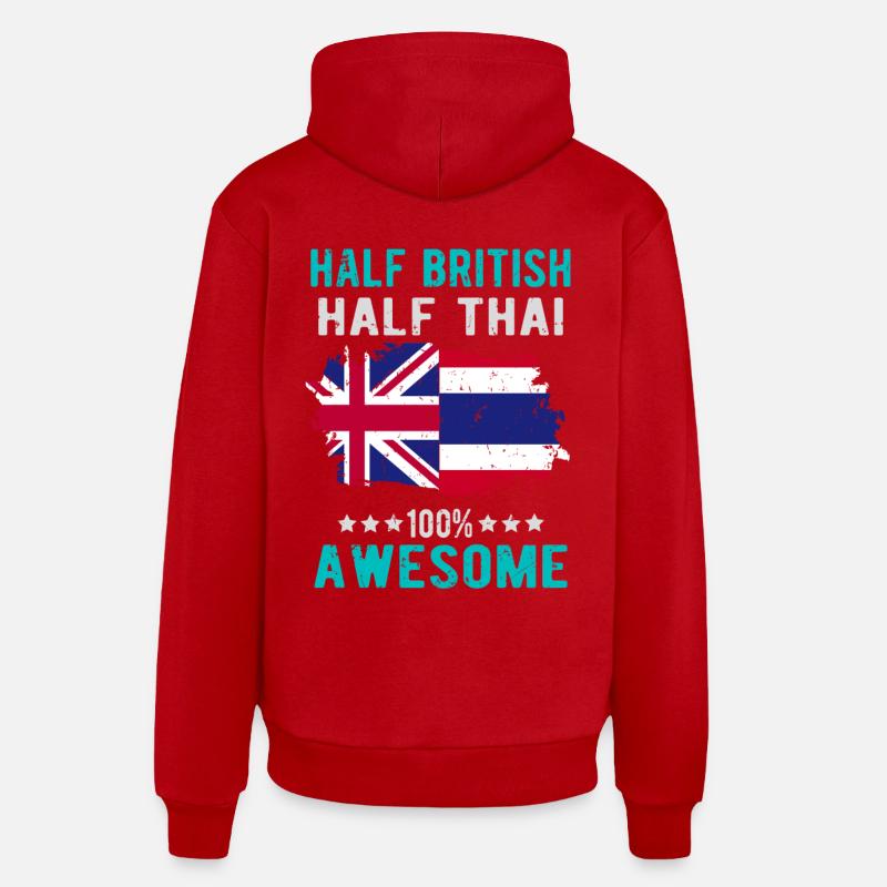 Moitié britannique moitié thaïlandaise - Sweat à capuche bio décontracté fabriqué en UE - rouge