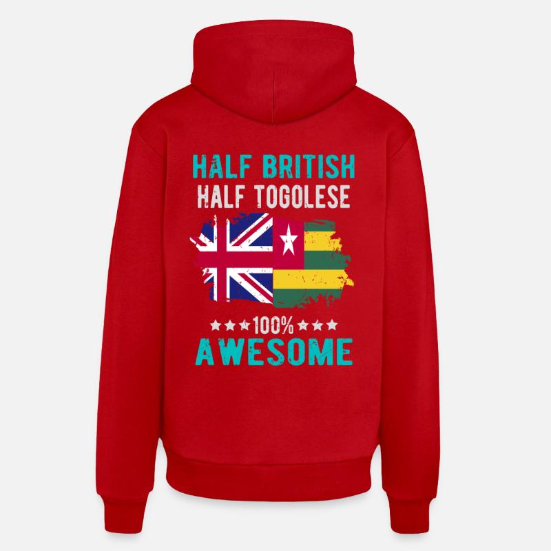 Moitié britannique moitié tongolese - Sweat à capuche bio décontracté fabriqué en UE - rouge