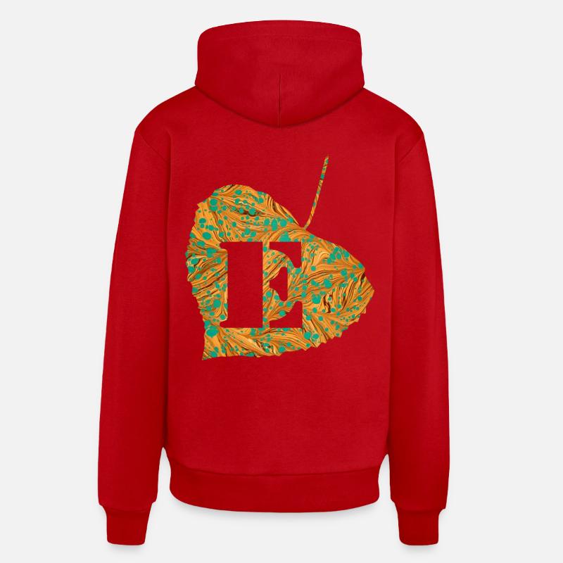 Feuille E 95 E - Sweat à capuche bio décontracté fabriqué en UE - rouge