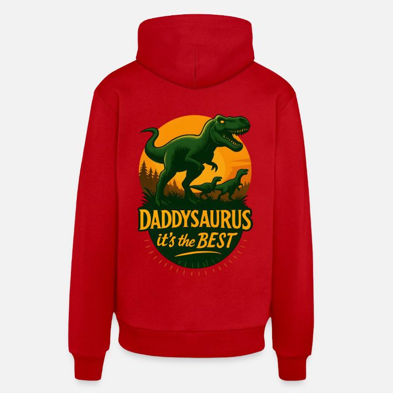 Daddysaurus c'est le meilleur - Sweat à capuche bio décontracté fabriqué en UE - rouge
