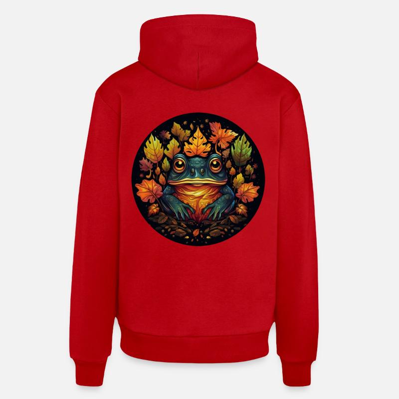 Grenouille de feuilles d’automne - Sweat à capuche bio décontracté fabriqué en UE - rouge