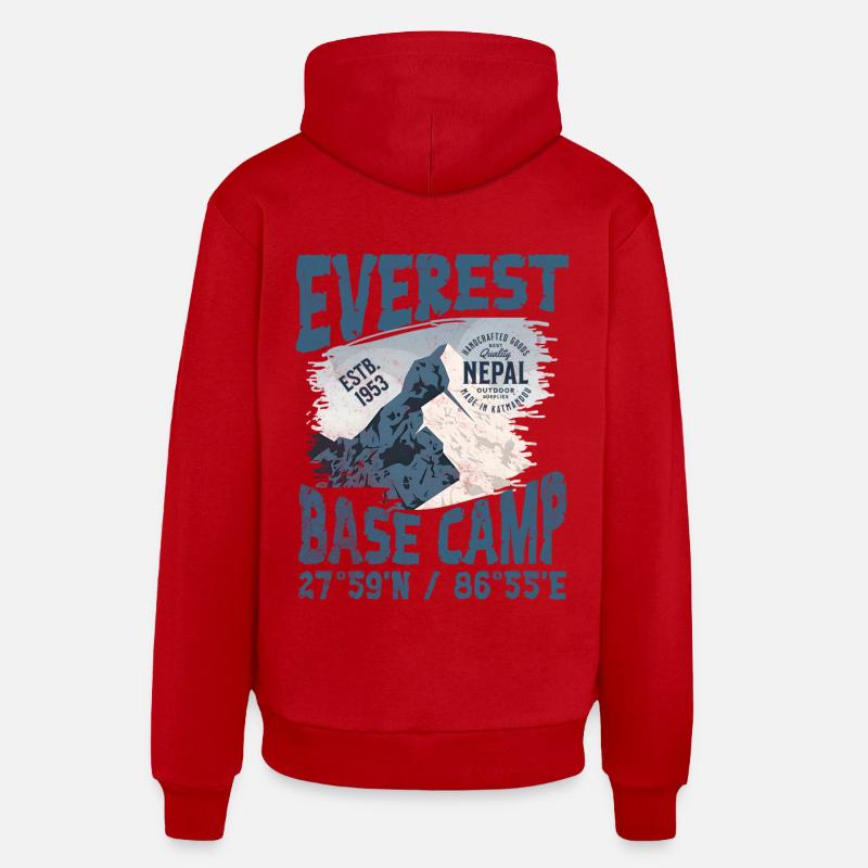 Everest Base Camp Nepal Copy - Sweat à capuche bio décontracté fabriqué en UE - rouge