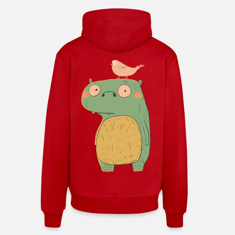 Petit monstre | © M2-D2 - Sweat à capuche bio décontracté fabriqué en UE - rouge