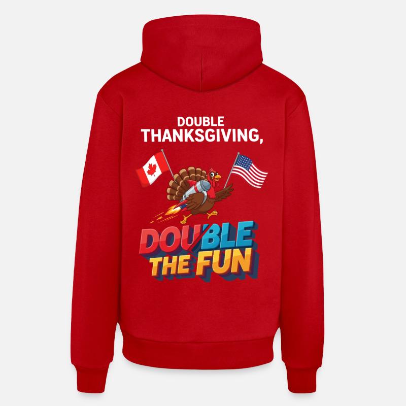 Double plaisir de Thanksgiving - Sweat à capuche bio décontracté fabriqué en UE - rouge