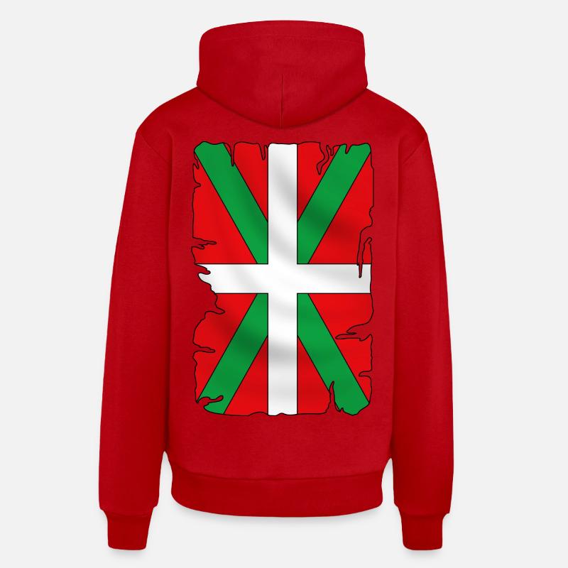 basque drapeau - ikurriña - Sweat à capuche bio décontracté fabriqué en UE - rouge