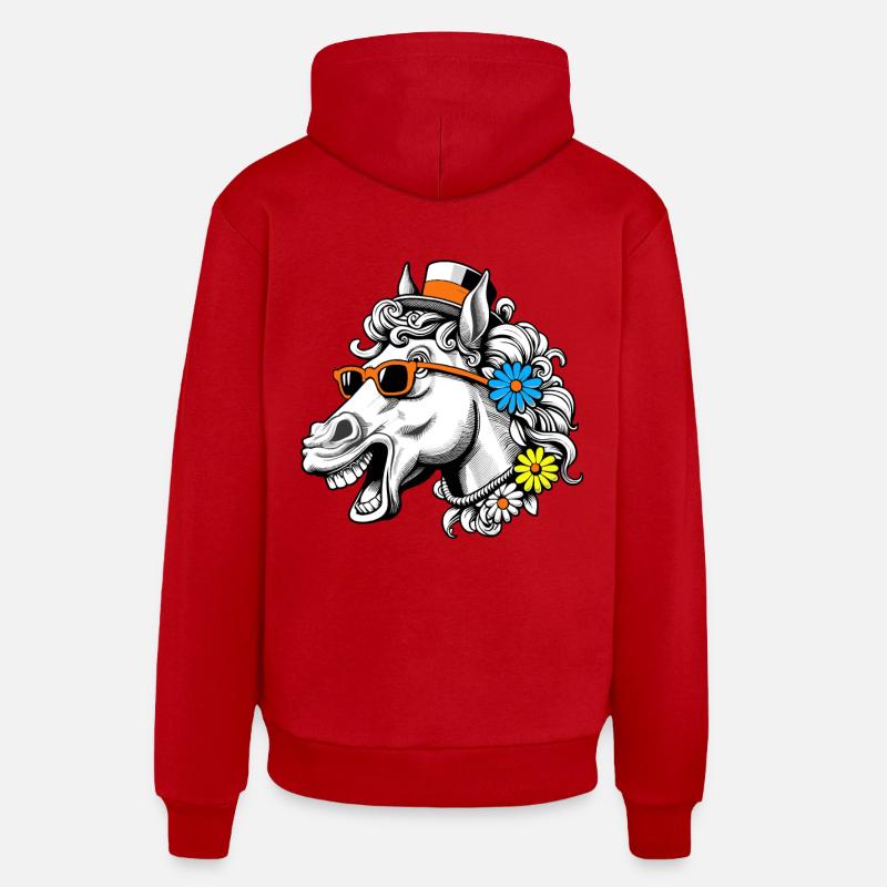 Hippie Cheval Chevaux Tête de Cheval Drôle Drôle Sweat à capuche bio décontracté fabriqué en UE
