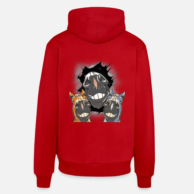 Cheval Chevaux Tête de cheval - Sweat à capuche bio décontracté fabriqué en UE - rouge