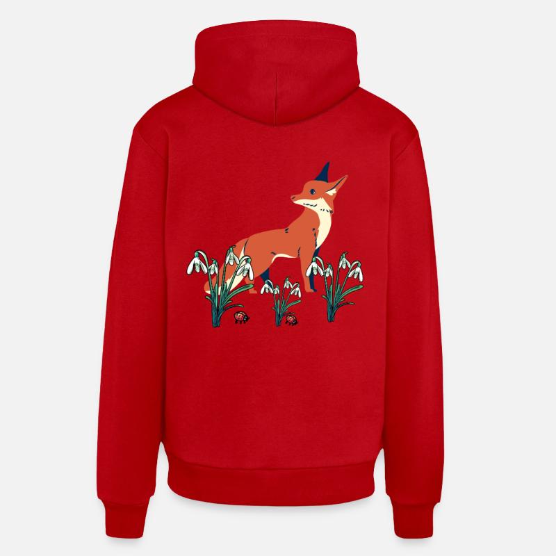 Perce-neige printanier Renards Renards - Sweat à capuche bio décontracté fabriqué en UE - rouge