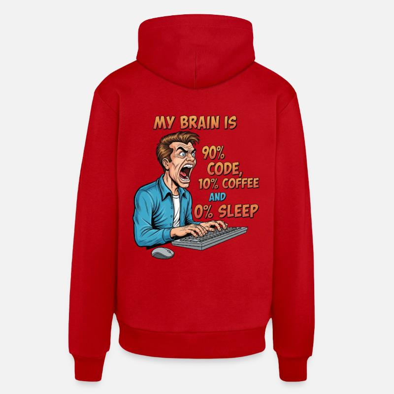 0% Schlaf: Code & Kaffee Power! - Organic Relaxed Hoodie Made in EU - Rot